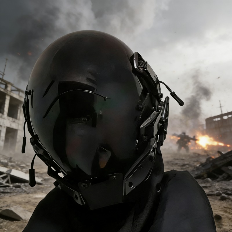 Helmet Full Face - Mecha tarzı siberpunk kask maskesi, tam