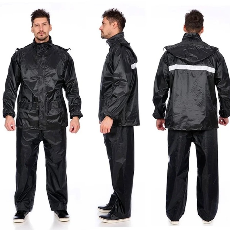 Motorcycle Gear Rain - Siyah Motosiklet Siyah Yetişkin Yağmurluk Su