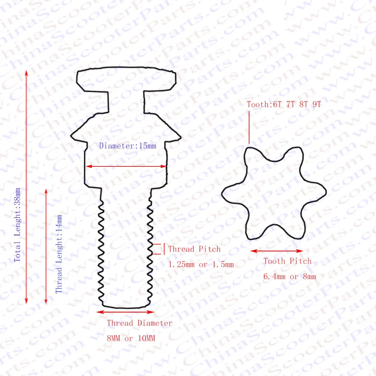 6T 7T 8T 9T 25H T8F M8 M10 zin - Motorcycle Gear Rack incelemesi ve fiyatı