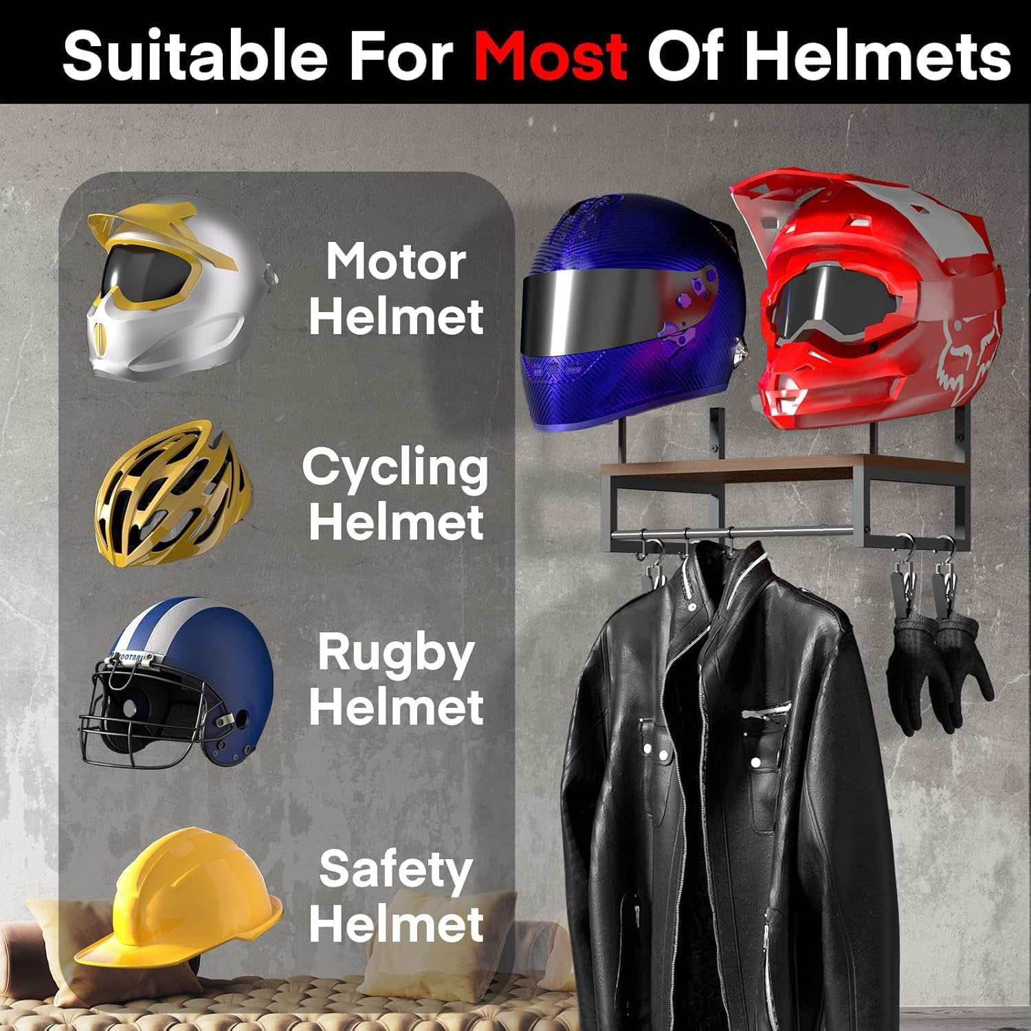 Ahşap Motosiklet Kaskı Duvar A - Motorcycle Gear Hanger incelemesi ve fiyatı